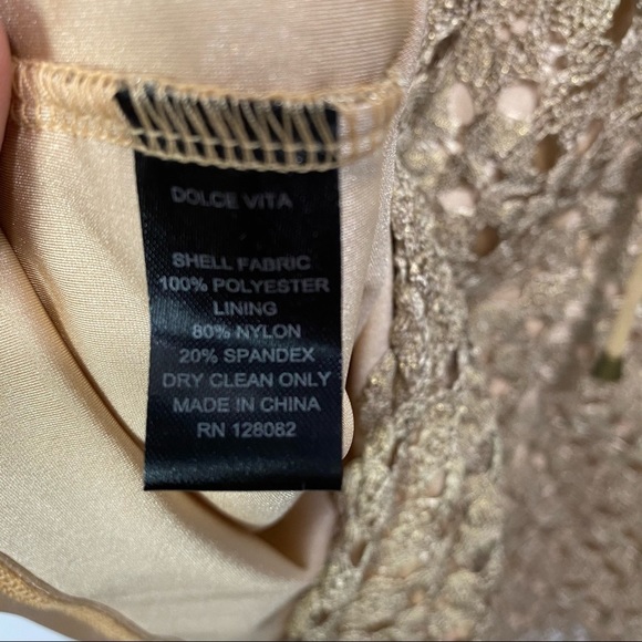 NWT-Dolce Vita Gold Lace Crochet Romper M - Picture 9 of 10
